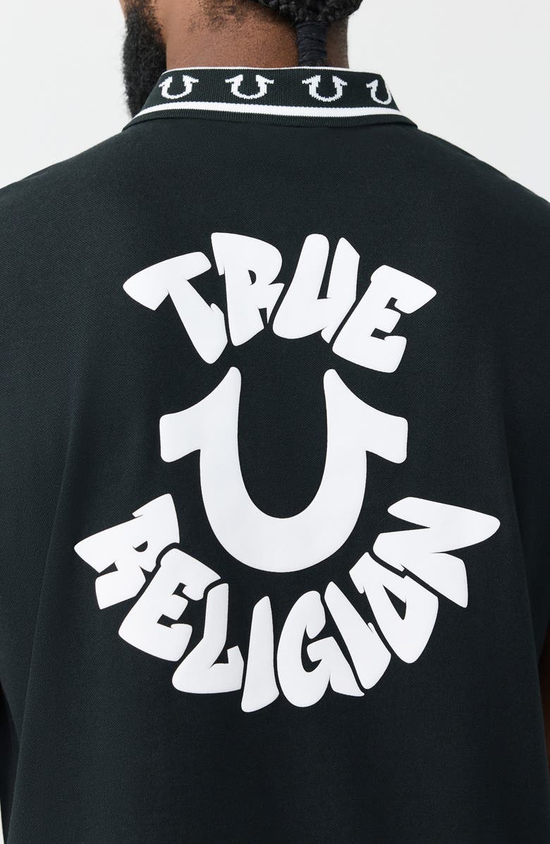 True Religion Piqué Knit Polo, Alternate, color, Jet Black