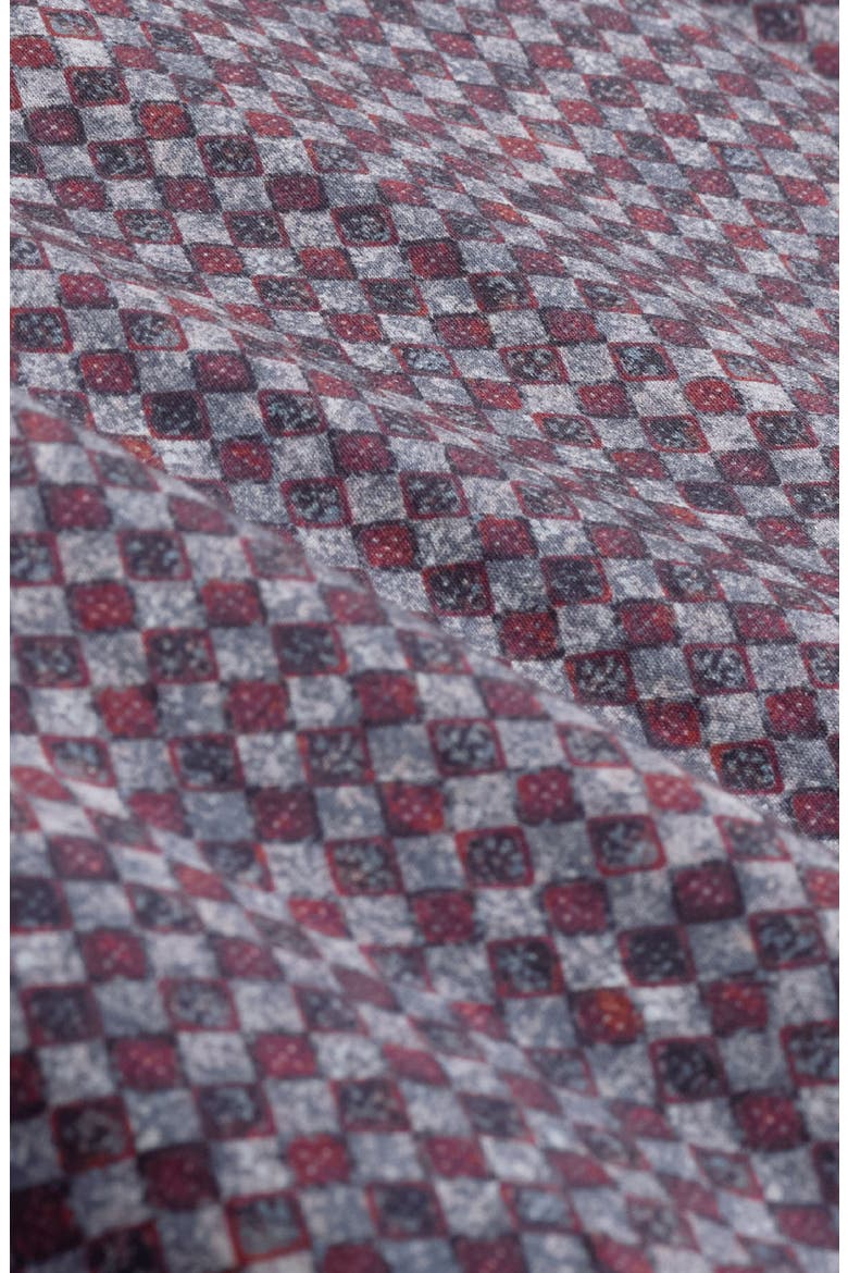 Alvin Shaped Fit Print Button-Up Shirt, Alternate, color, BURGUNDY