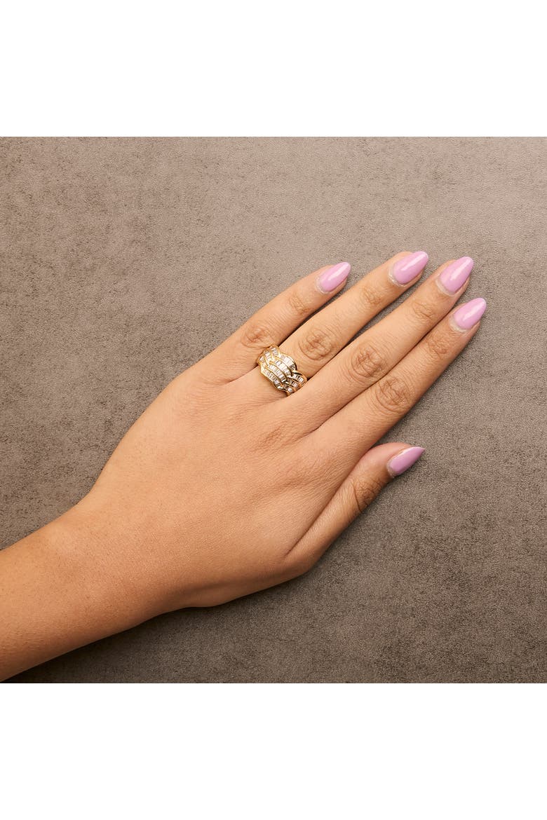 14K Yellow Gold 1-1/3 Cttw Baguette Diamond Wave Design Band Ring, Alternate, color, Yellow Gold