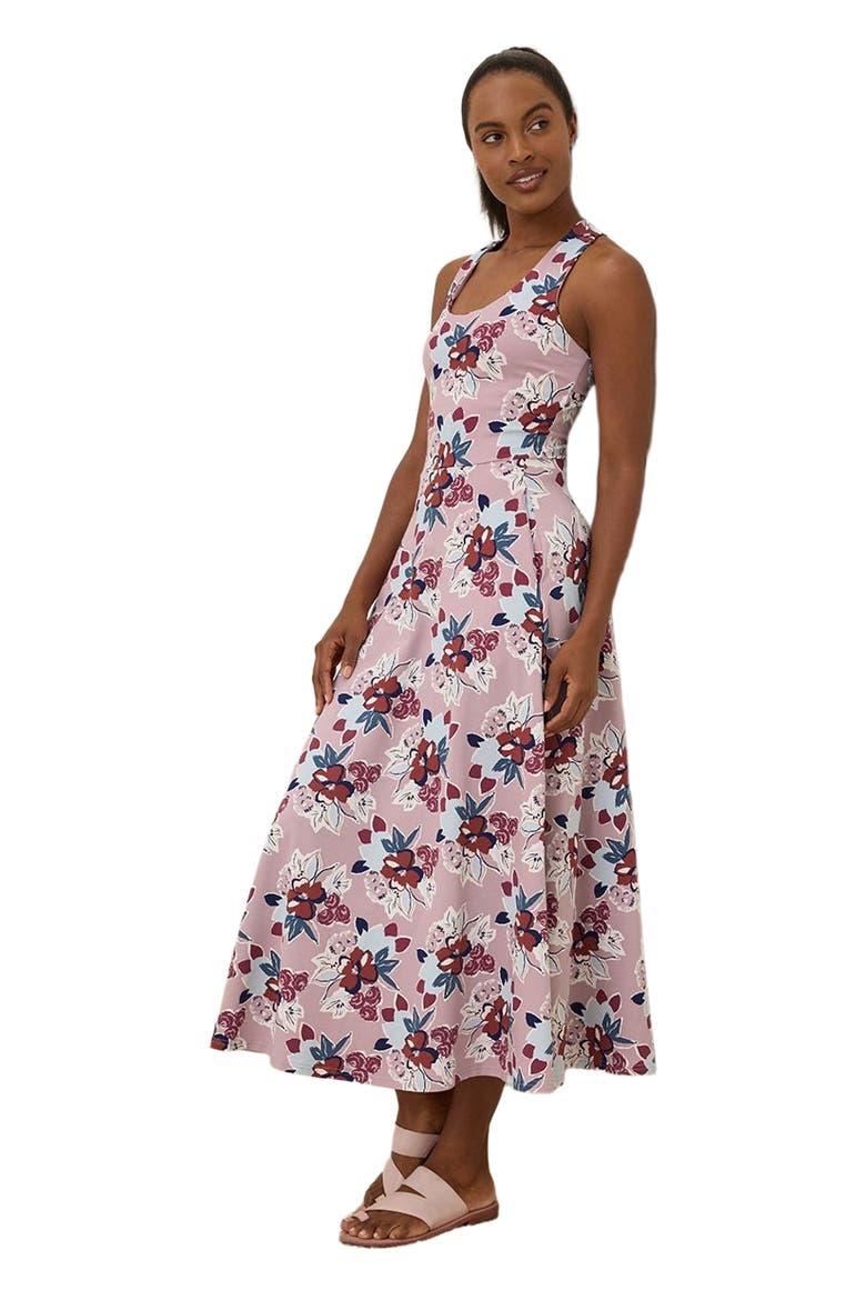 Organic Cotton Fit & Flare Open Back Maxi Dress, Alternate, color, Fresh Flora Lavender Haze