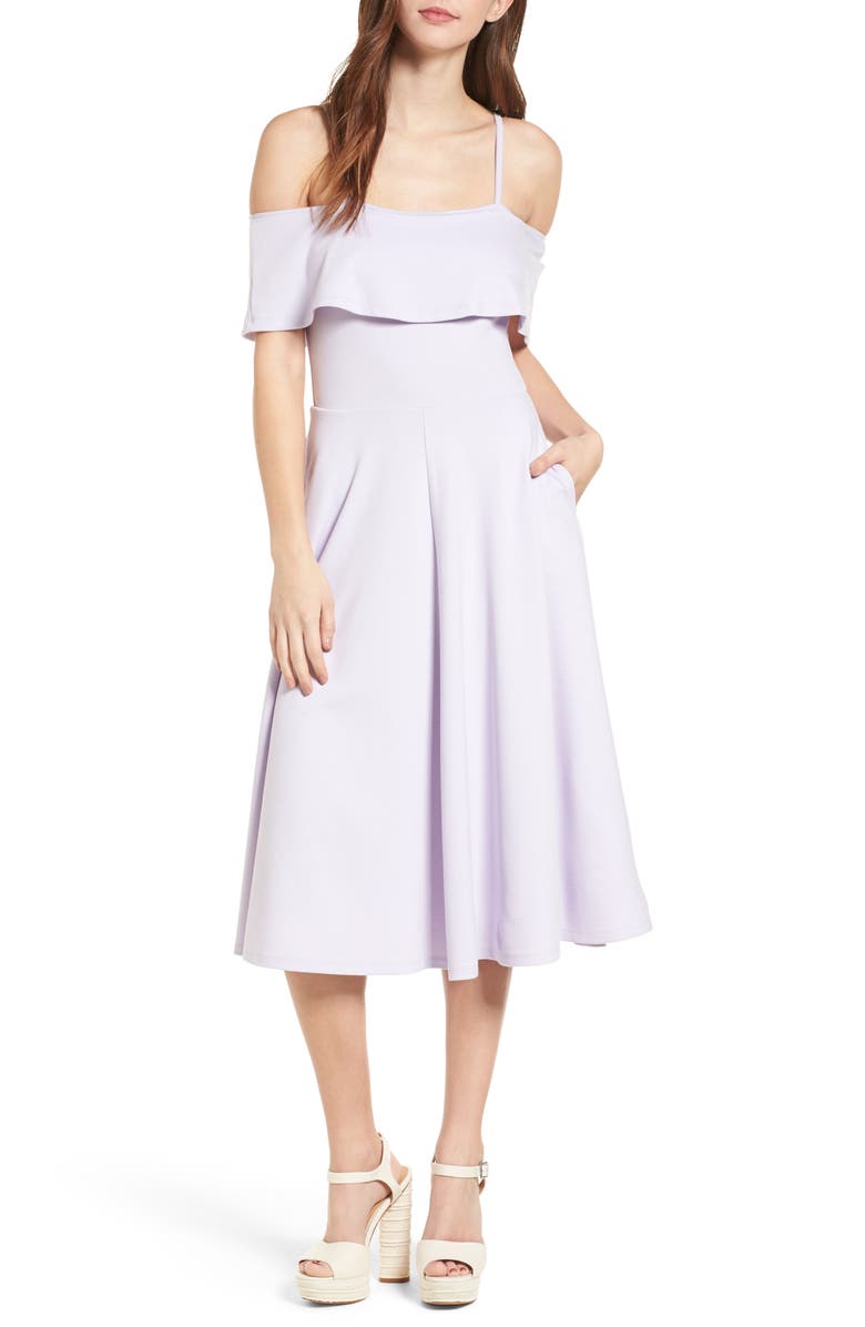 Leith Cold Shoulder Midi Dress, Alternate, color, 