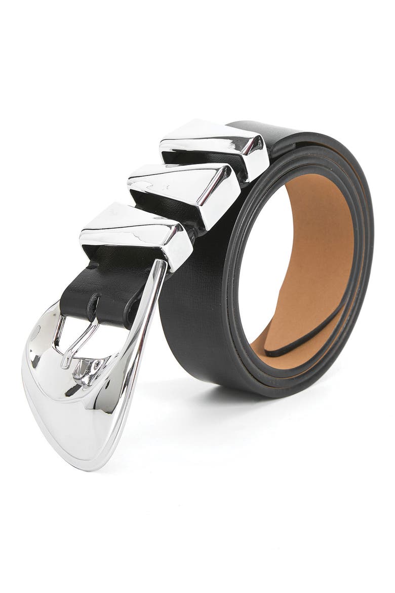 Modern Western Leather Belt, Alternate, color, BLACK