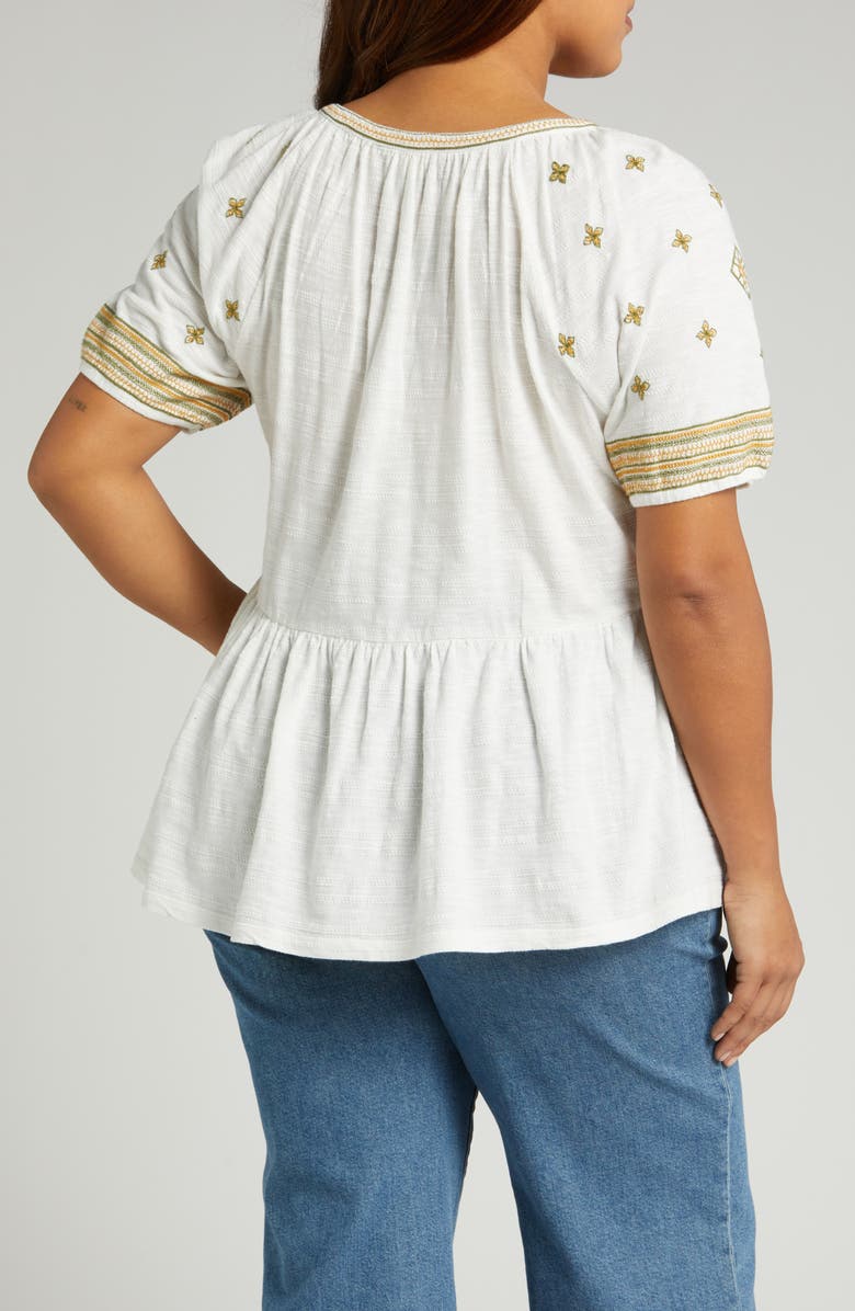 Lucky Brand Easy Embroidered Cotton Babydoll Top, Alternate, color,