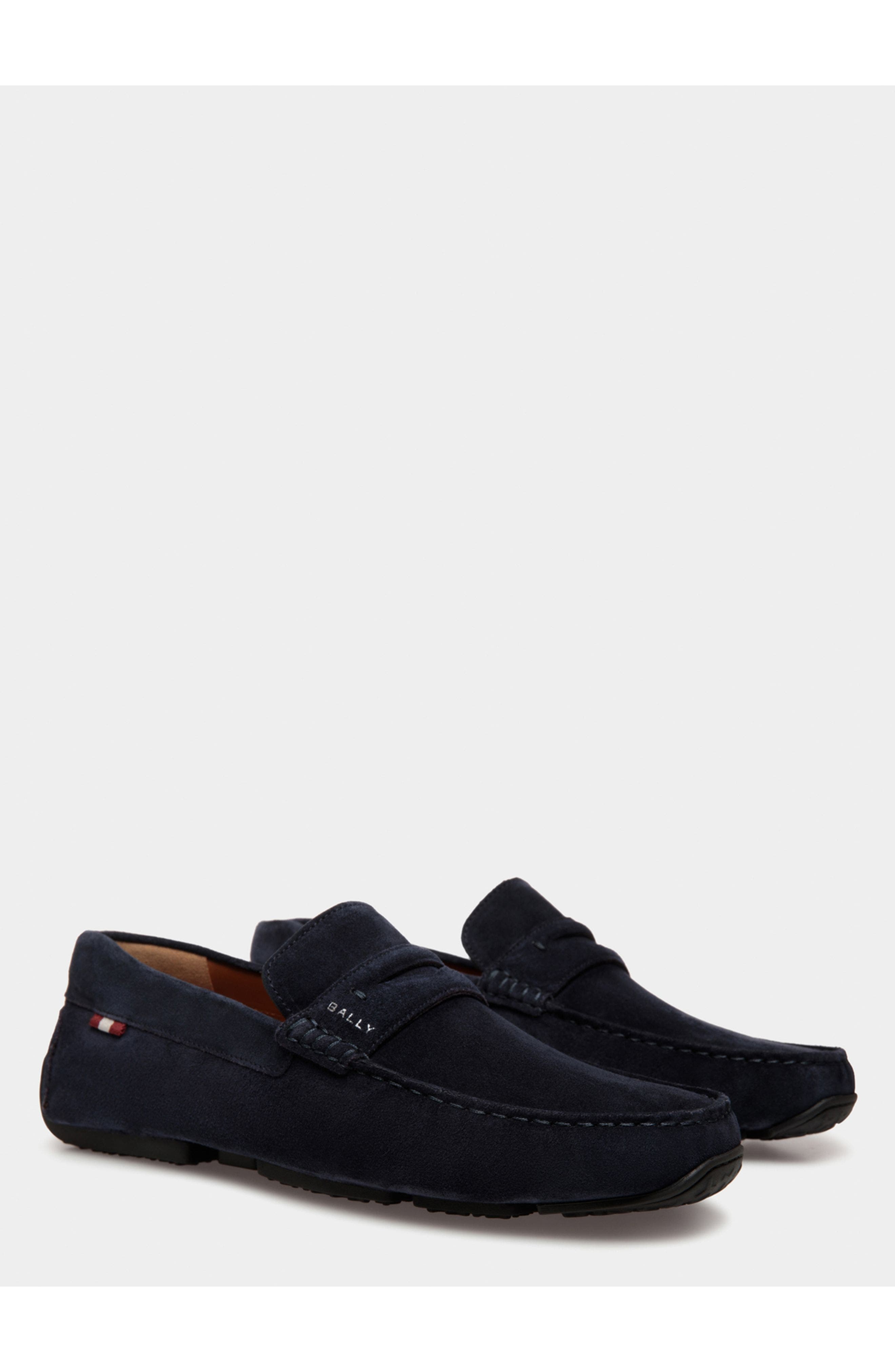 Bally Pilot Driver in Calf Suede, Alternate, color, Blue