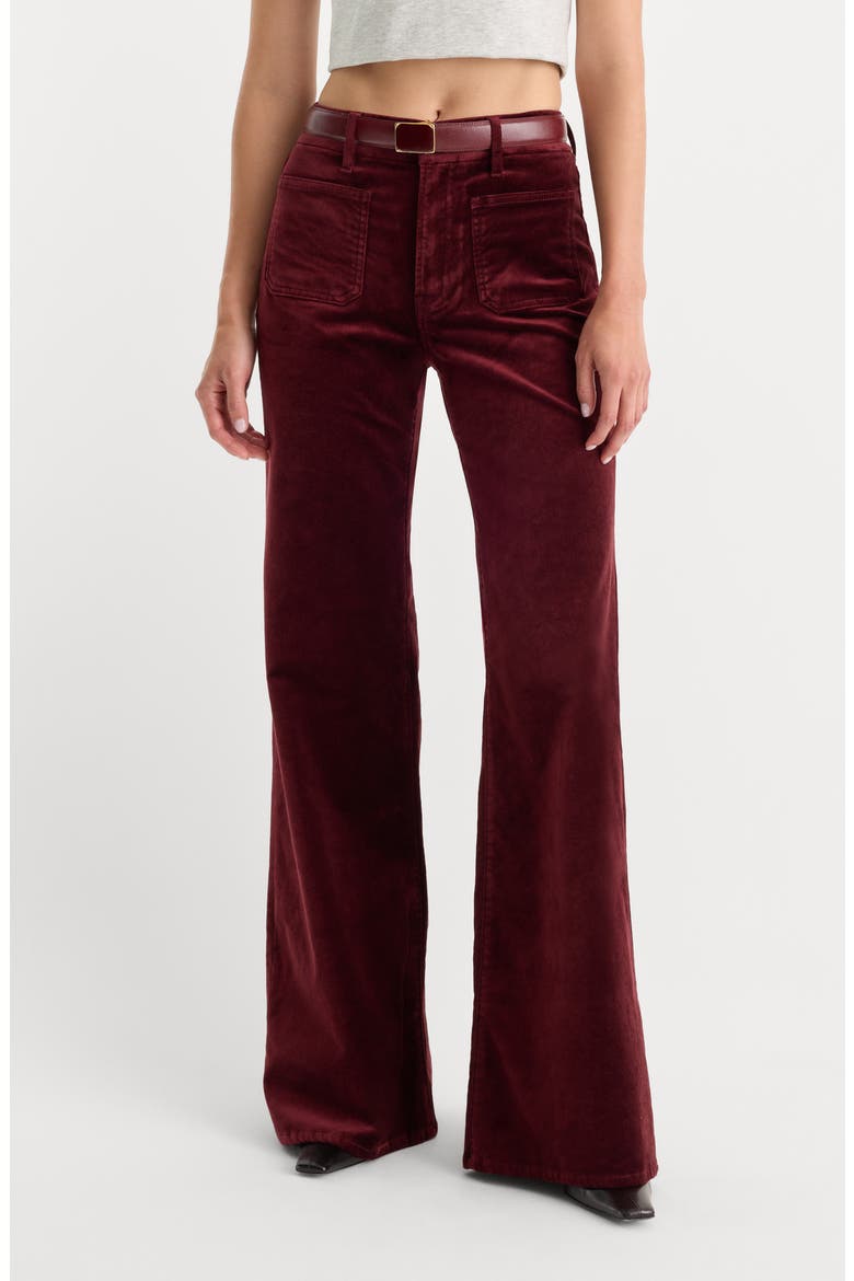 Good Waist Palazzo High Waist Wide Leg Velvet Jeans, Alternate, color, BERRY NOIR