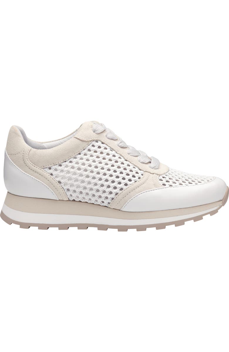 Johnston & Murphy Piper Knit Panel Sneaker, Alternate, color, White Suede/Crochet