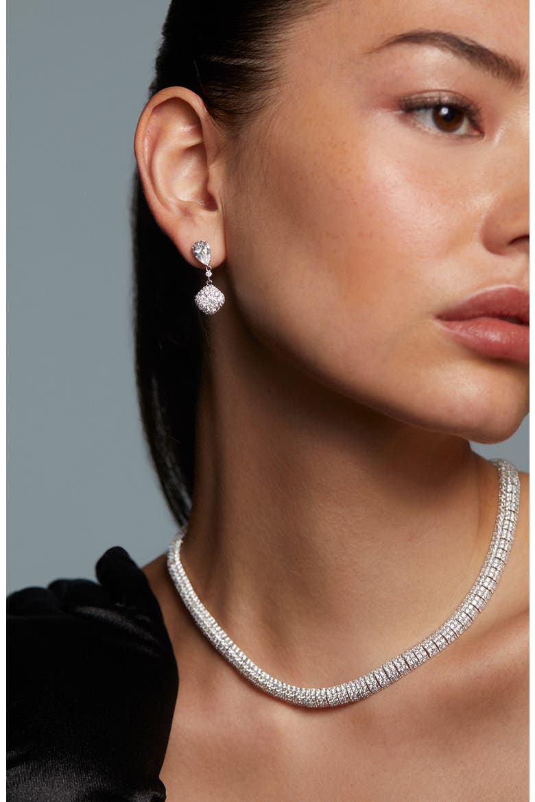 Crushed Pavé Dome Collar Necklace, Alternate, color, RHODIUM