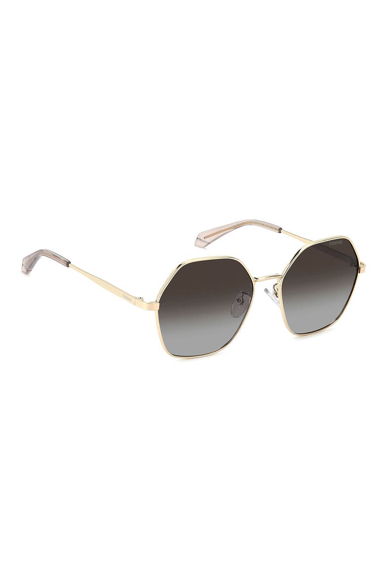 56mm Polarized Gradient Square Sunglasses, Alternate, color, GOLD BROWN/ BROWN