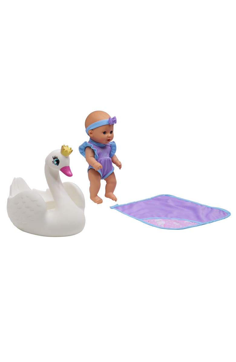 Dream Collection 10 Inch Bath Time Baby Doll with Swan, Alternate, color, Multicolored
