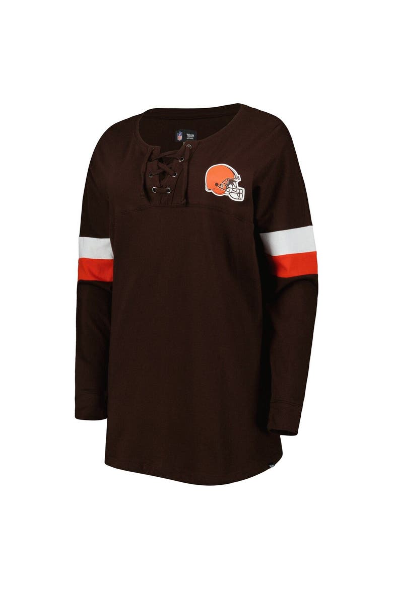 Women's New Era  Brown Cleveland Browns Athletic Varsity Lightweight Lace-Up Long Sleeve T-Shirt, Alternate, color, Brown