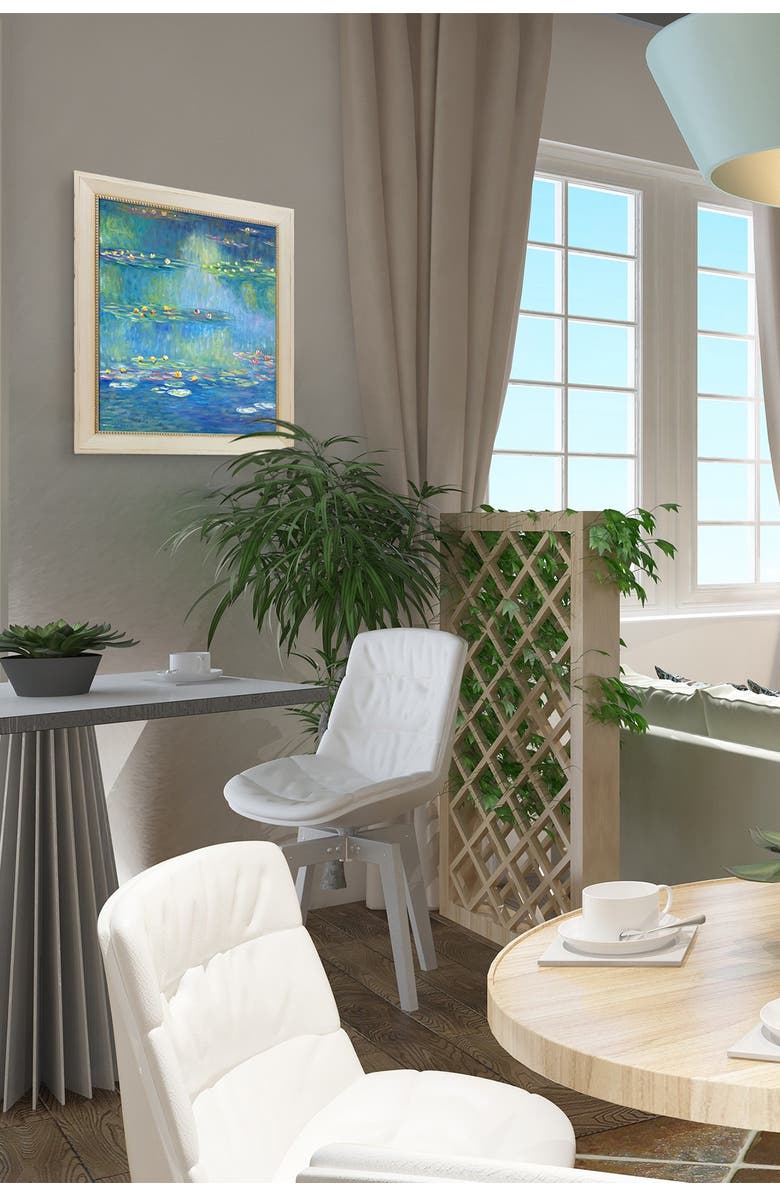 OVERSTOCK ART Nympheas at Giverny, 1908 Framed Oil Reproduction of an Original Painting by Claude Monet, Alternate, color, 