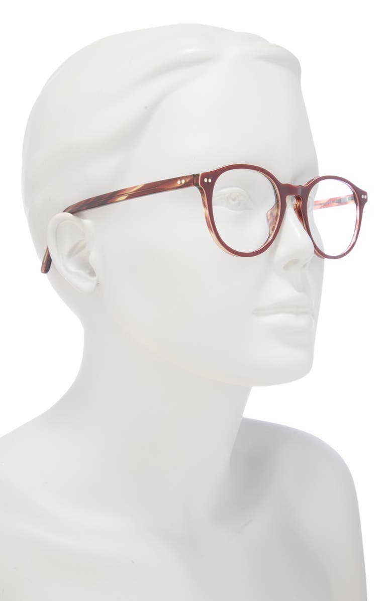 KIMEZE 53mm Round Optical Glasses, Alternate, color, Burgundy Transparent