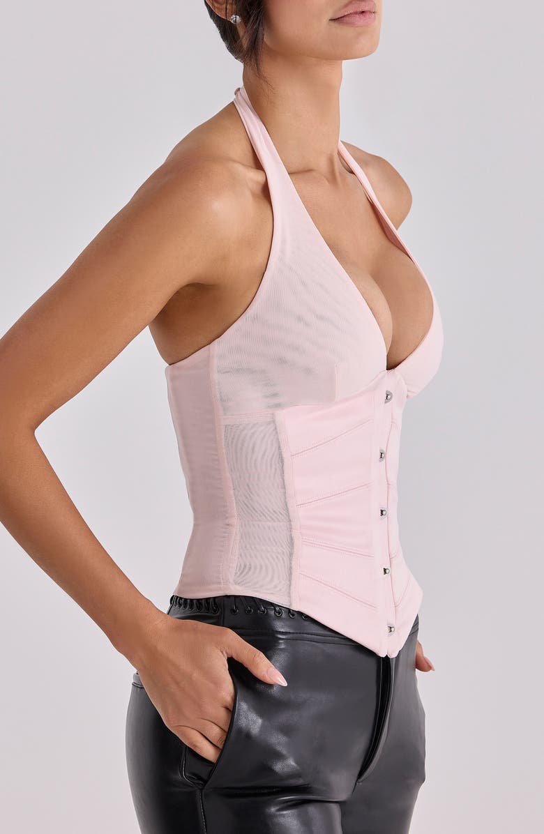 HOUSE OF CB Lia Corset Halter Top, Alternate, color, Pink