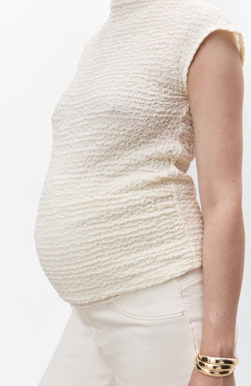 Mango Cotton Blend Crepe Maternity Top In Black