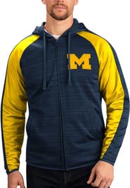 G-III SPORTS BY CARL BANKS Men's G-III Sports by Carl Banks Navy Michigan Wolverines Neutral Zone Raglan Full-Zip Track Jacket Hoodie