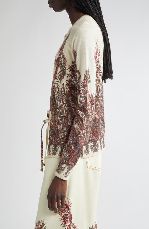 Etro Silk And Cashmere Cardigan With Placed Print In Brown