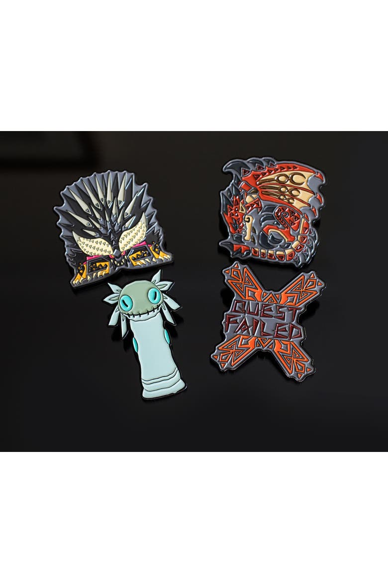Monster Hunter World Collectible Enamel Pins | Set of 4 | Toynk Exclusive, Alternate, color, Blue