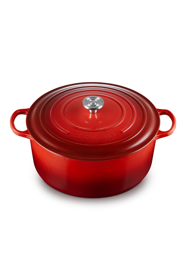 Enameled Cast Iron Round Dutch Oven, Main, color, CERISE