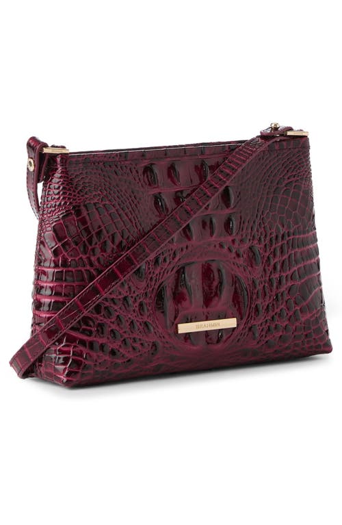 Brahmin Lorelei Croc Embossed Leather Shoulder Bag In Burgundy