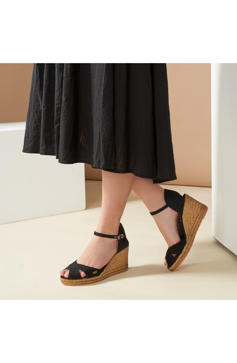 VISCATA Aiguablava Canvas Espadrille Sandal Wedges, Alternate, color, Black