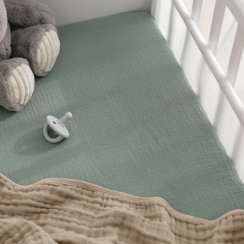 Comfy Cubs Muslin Fitted Bassinet Crib Sheet In Fern