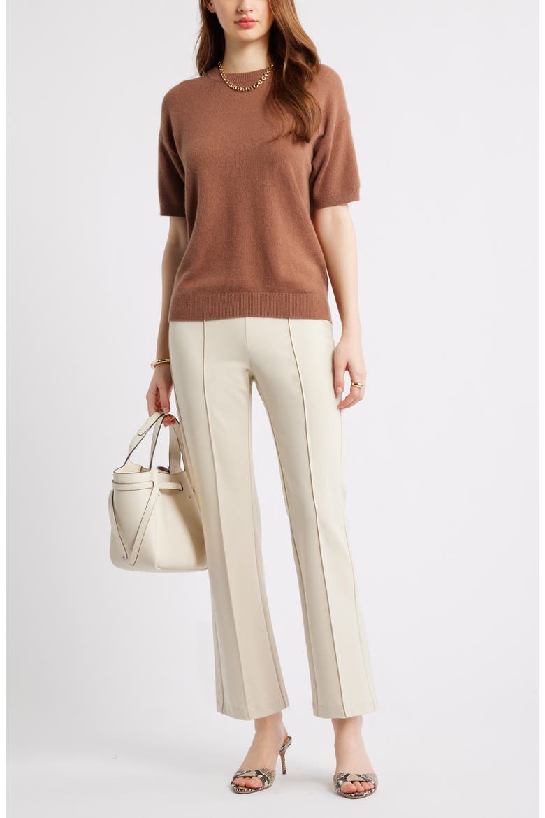 Pull-On Ponte Trousers, Alternate, color, BEIGE OATMEAL