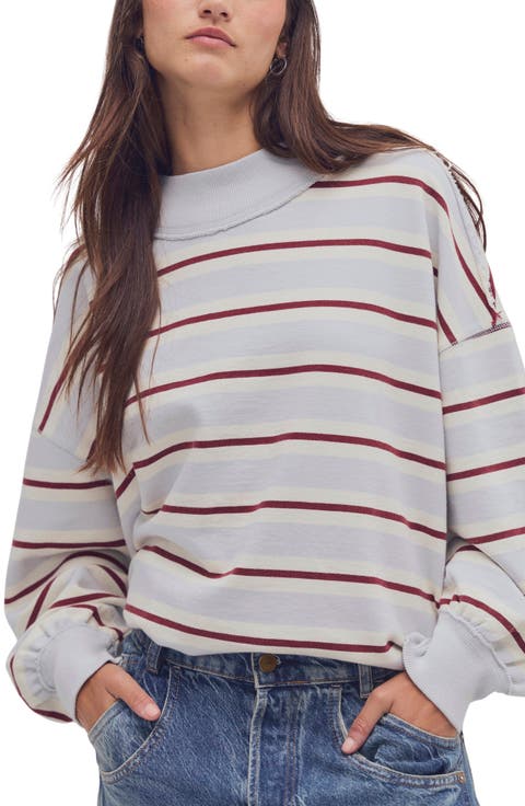 Palm Spring Striped Mock Neck Pullover