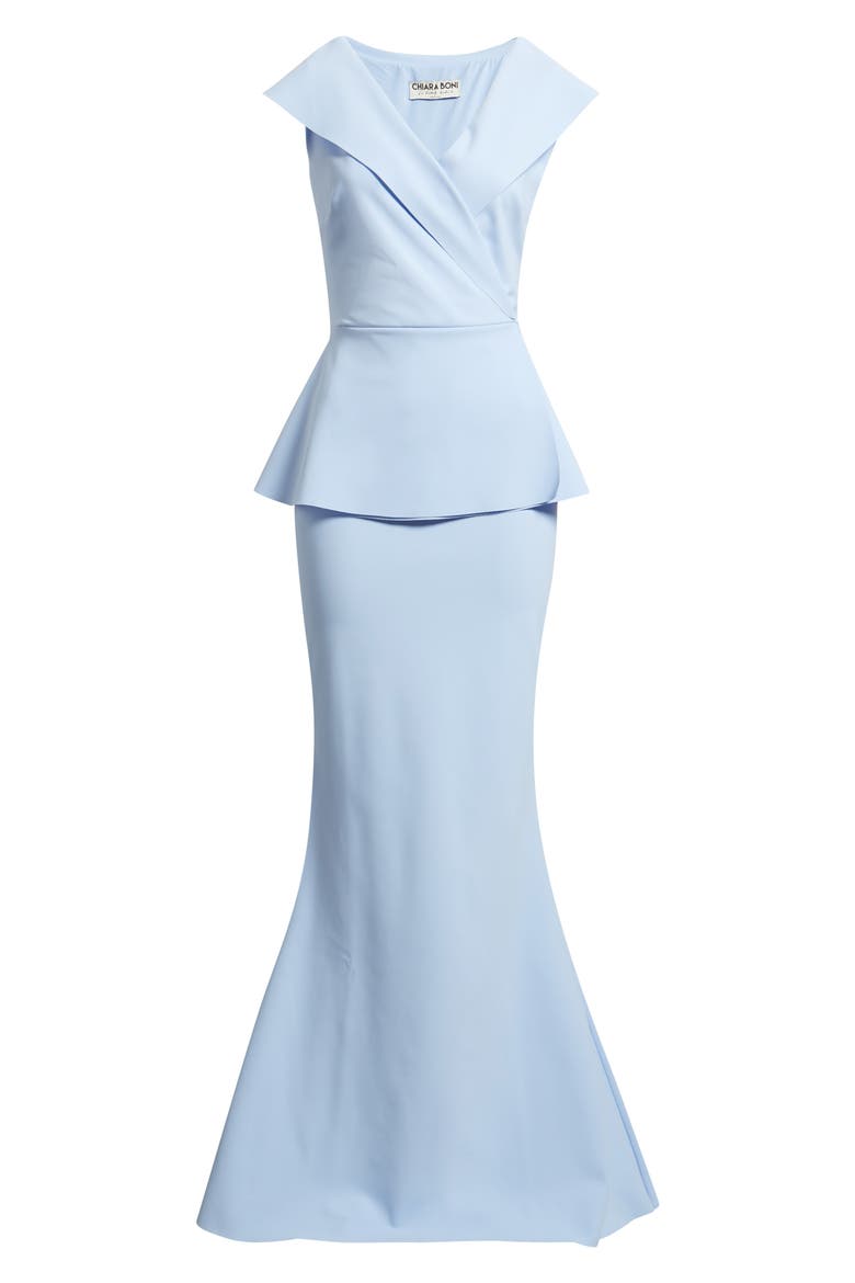 Moxelle Portrait Collar Gown, Alternate, color, BLUE AURA