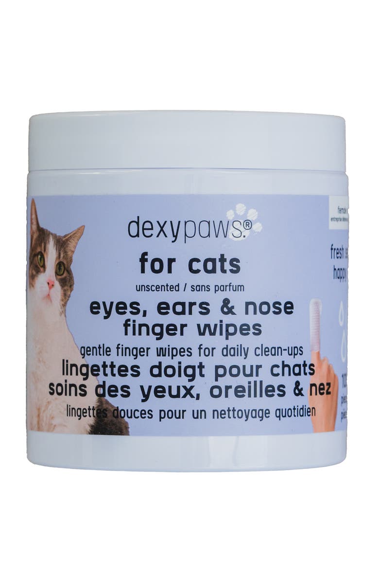 Dexypaws Eyes, Ears and Nose Finger Cat Wipes, 100 Count, Main, color, Multicolored