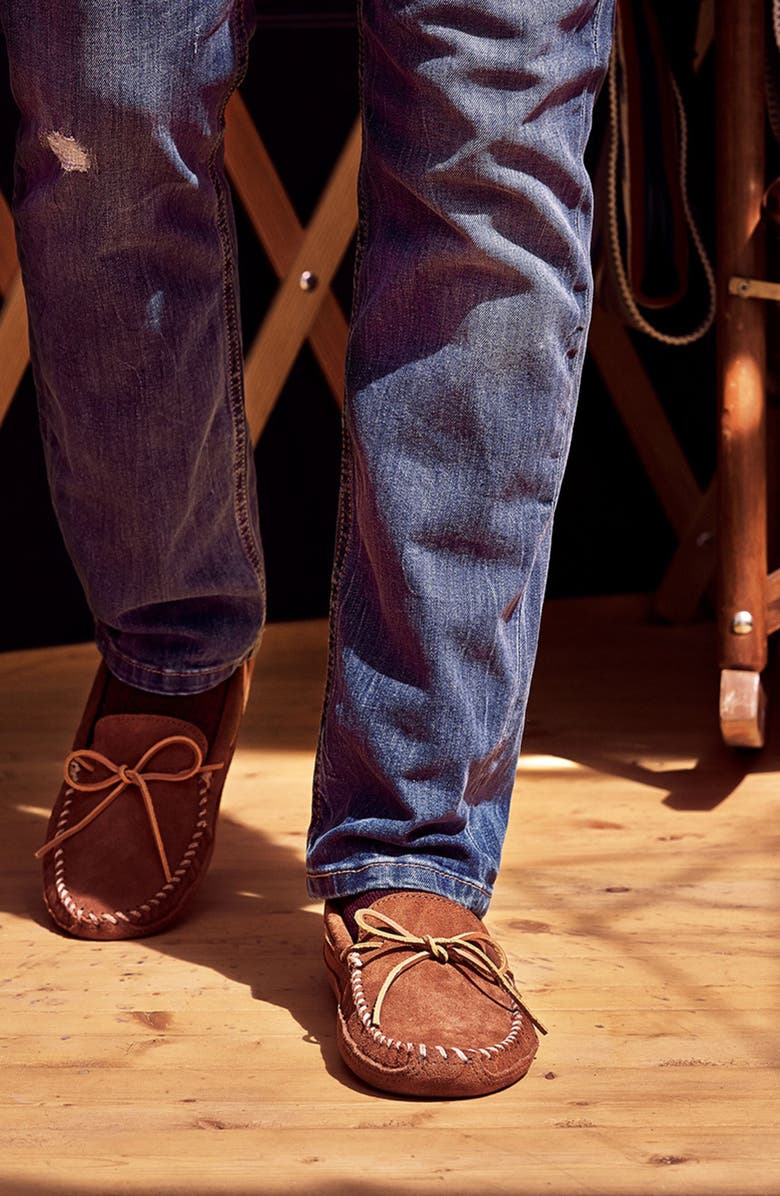 Minnetonka Suede Sole Loafer, Alternate, color, Brown