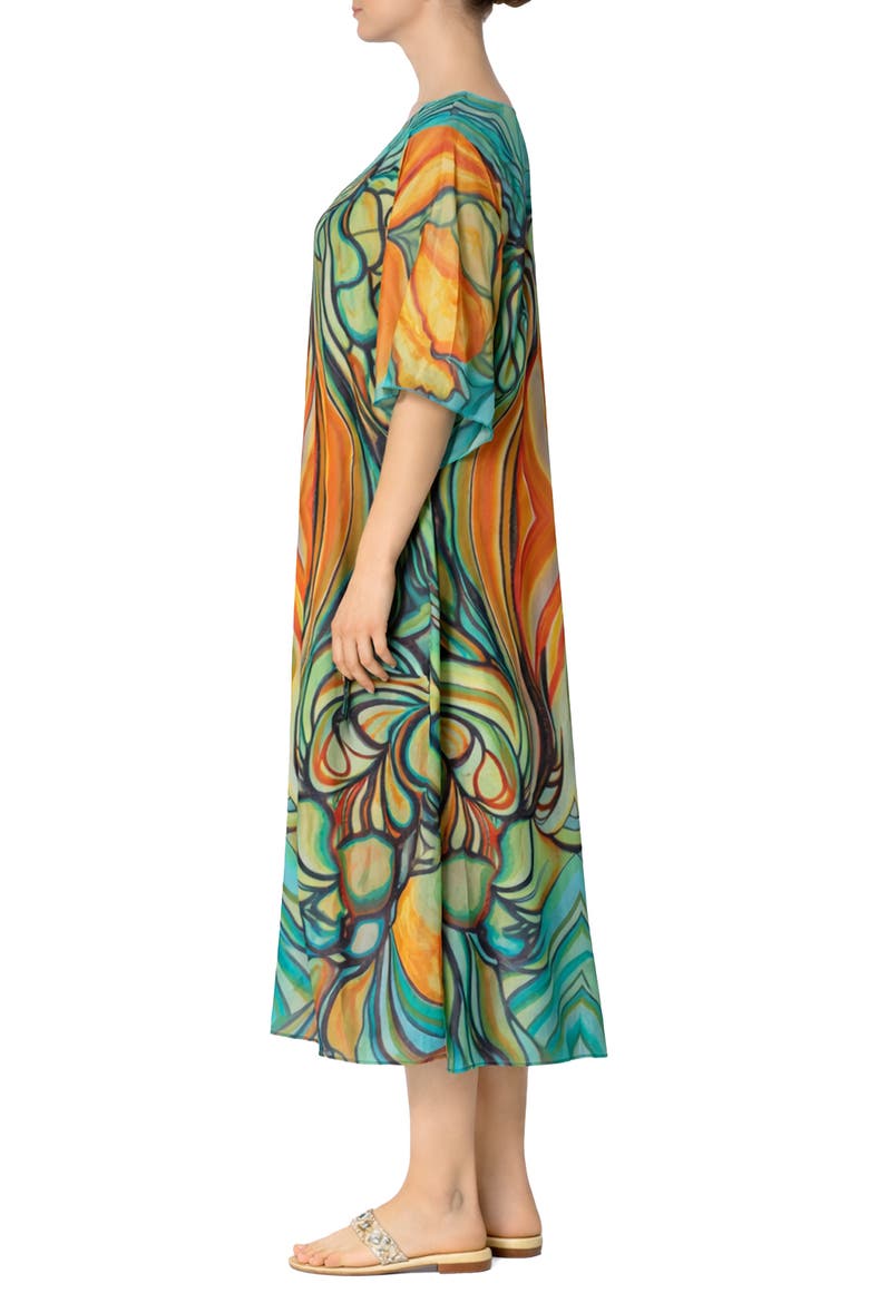 V-Neck Long Caftan, Alternate, color, GREEN