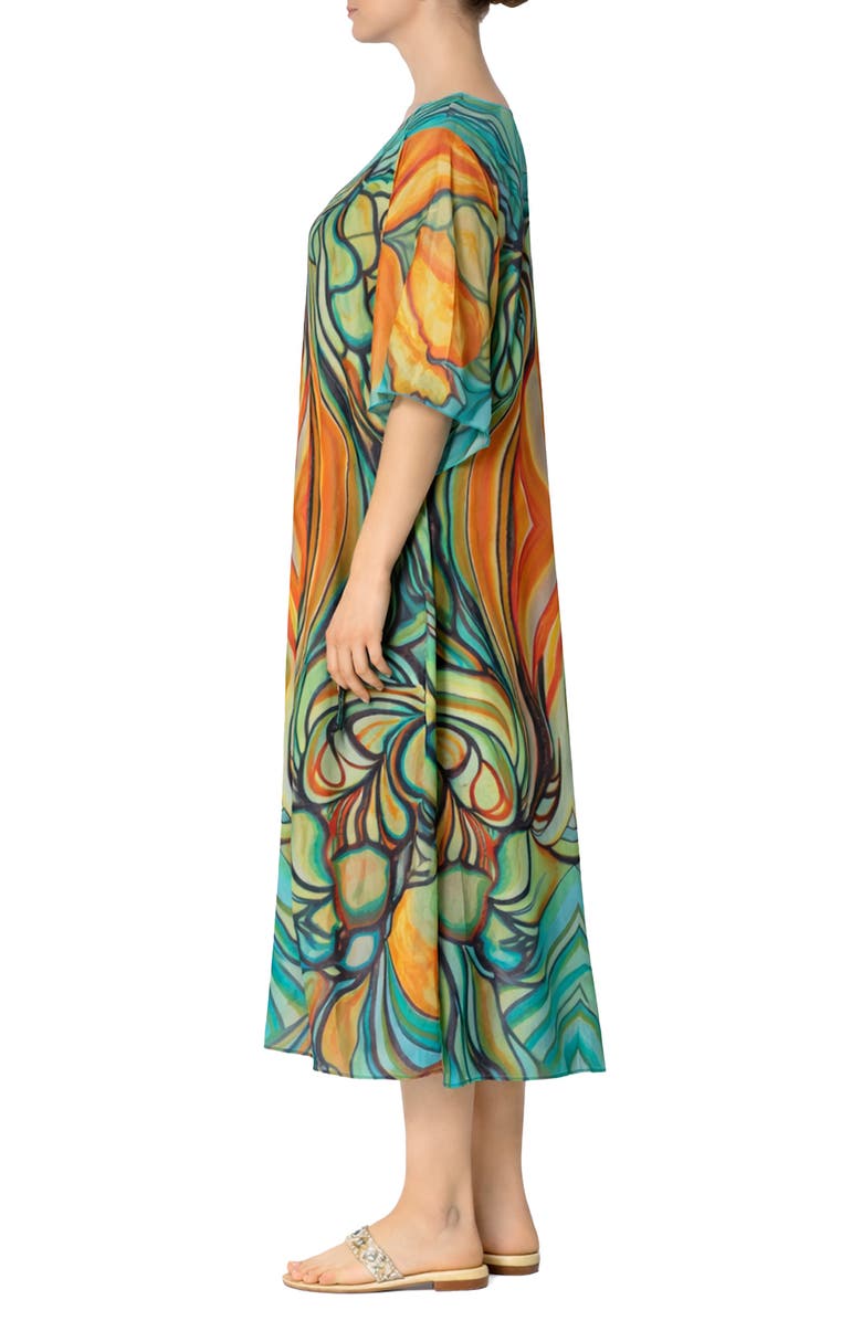 RANEES V-Neck Long Caftan, Alternate, color, Green