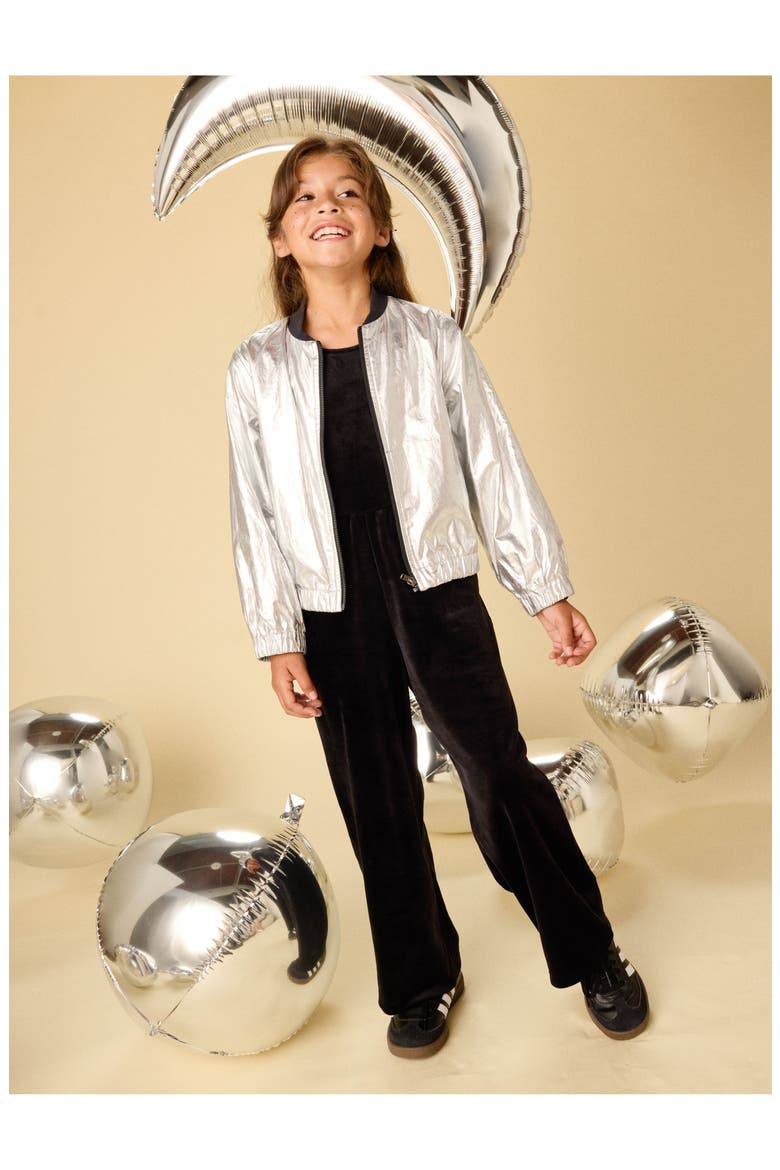 Metallic Bomber Jacket, Alternate, color, Metallic Silver
