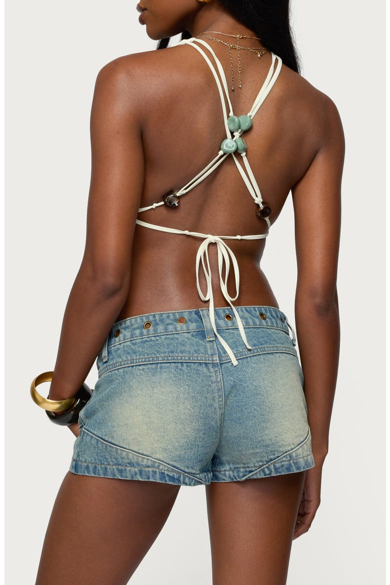 Strappy Open Back Cowl Neck Crop Top, Alternate, color, CREAM