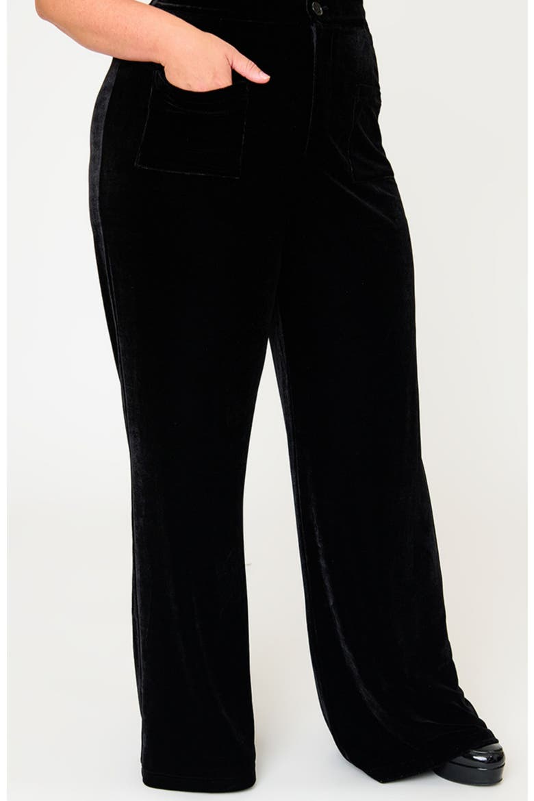 Plus Size 1960s Wide Leg Pants, Alternate, color, Black Solid
