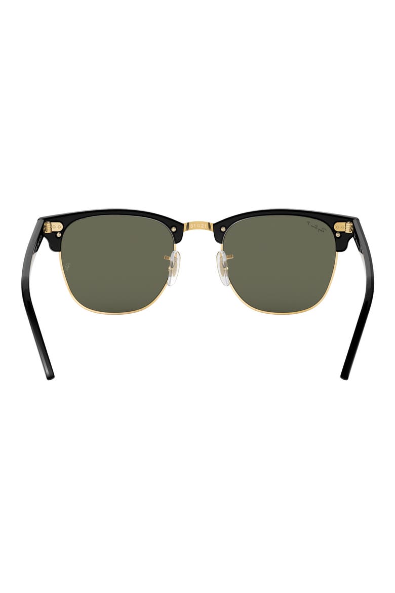 Clubmaster 55mm Polarized Square Sunglasses, Alternate, color, BLACK