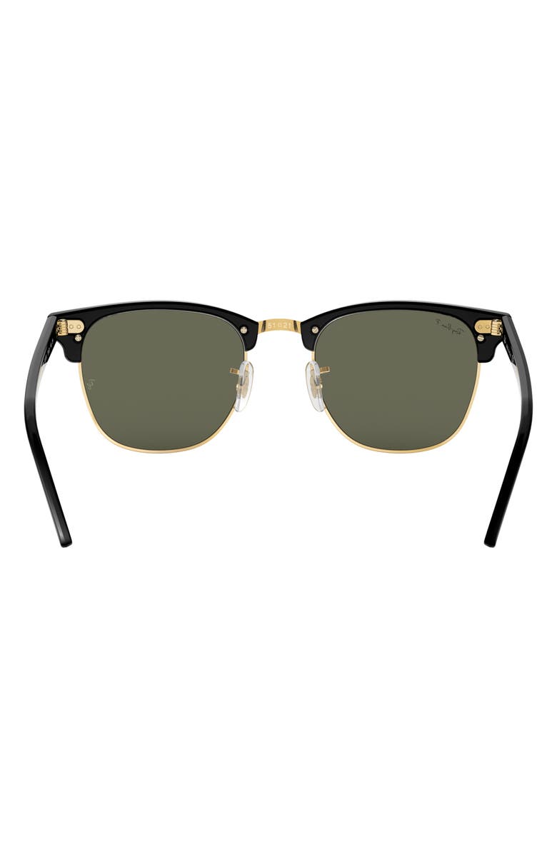 Ray-Ban Clubmaster 55mm Polarized Square Sunglasses, Alternate, color, Black