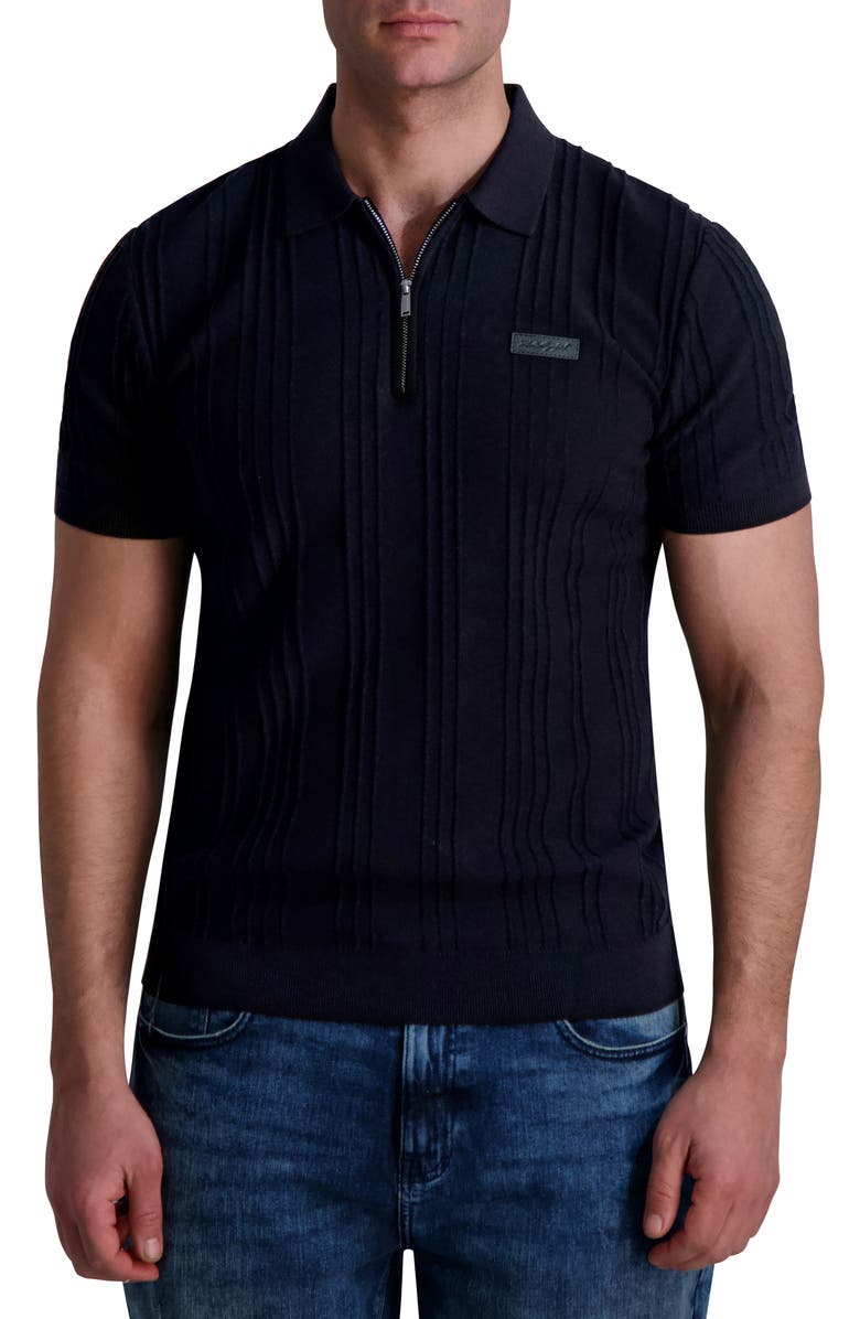 KARL LAGERFELD PARIS Rib Zip Polo, Main, color, 