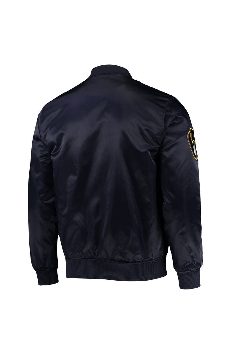 PRO STANDARD Men's Pro Standard Navy Milwaukee Brewers Wordmark Satin Full-Snap Jacket, Alternate, color, 