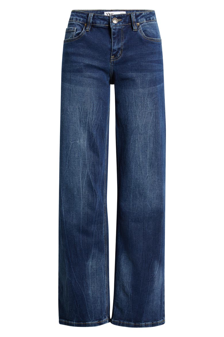 Brittany Butterfly Pocket Low Rise Wide Leg Jeans, Alternate, color, DARK BLUE