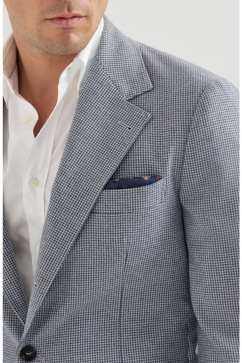 Cashmere and silk houndstooth flannel deconstructed Cavallo blazer, Alternate, color, Cerulean
