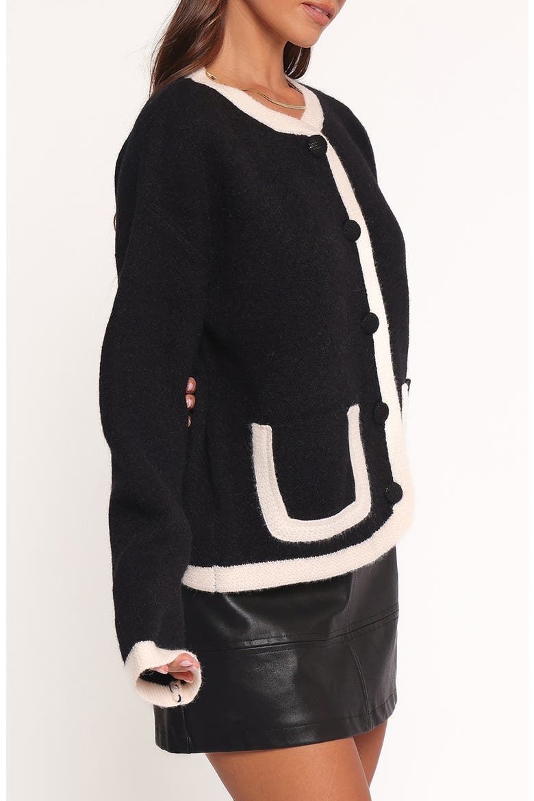 Orabelle Contrast Cardigan, Alternate, color, BLACK