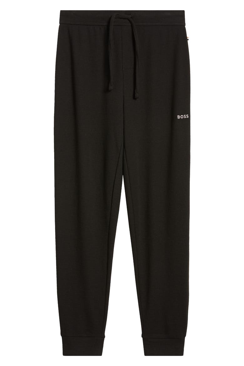 Waffle Cotton Blend Pajama Joggers, Alternate, color, BLACK