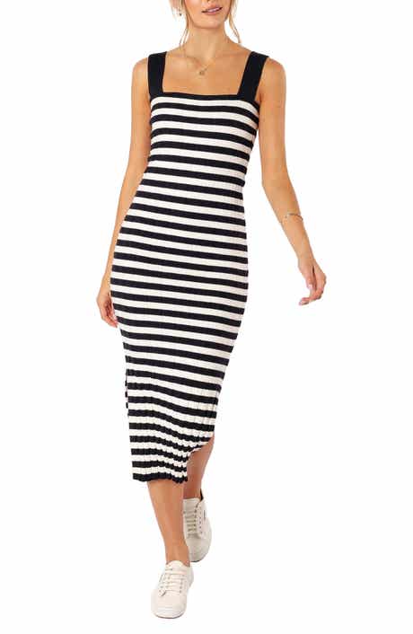 Petal & Pup Ledger Stripe Midi Sweater Dress