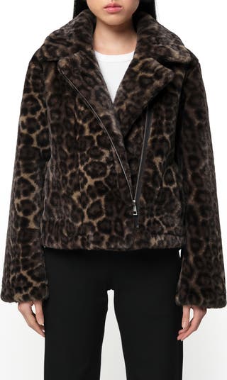 Apparis Paula Puffer Coat Jacket Violet Leopard Small Free People store