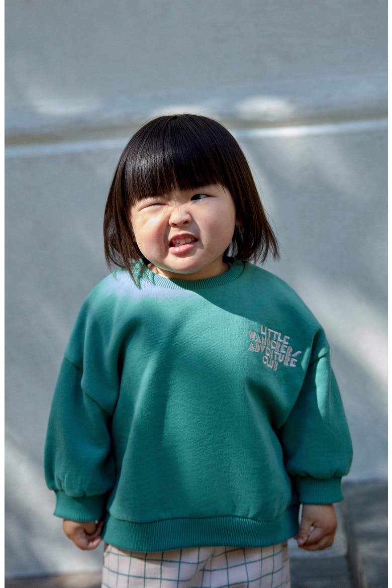 Kids' Little Wanderers Club Sweatshirt & Barrel Pants Set, Alternate, color, GREEN