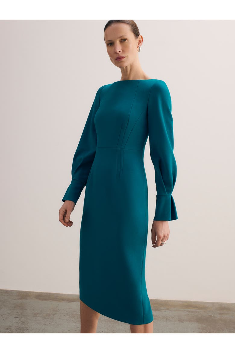 Aubrey Sculpt Crepe Dress, Alternate, color, Blue