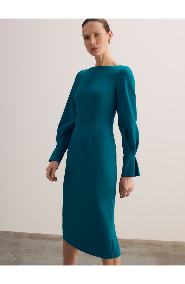 The Fold Aubrey Sculpt Crepe Dress, Alternate, color, Blue