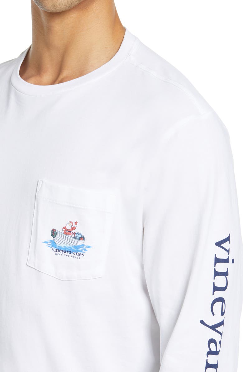 vineyard vines Men's Deck the Halls Long Sleeve Pocket Graphic Tee, Alternate, color,