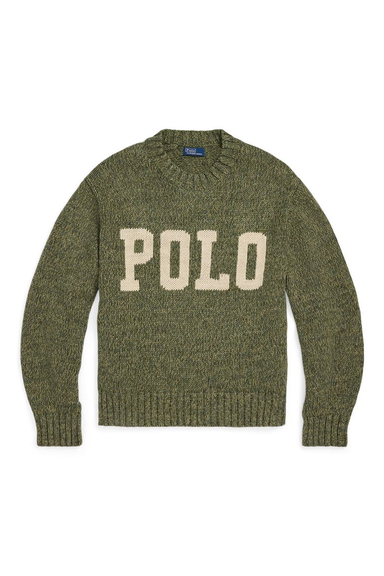 Logo Cotton Graphic Crewneck Sweater, Alternate, color, FIELD SAGE MARL